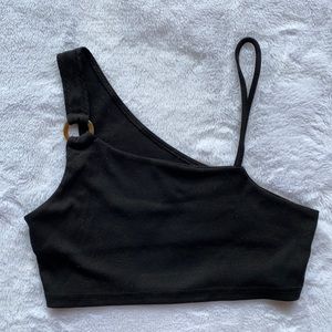 Black off-shoulder crop top